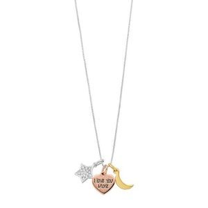 Timeless Sterling Silver Tri-Tone Charm Necklace